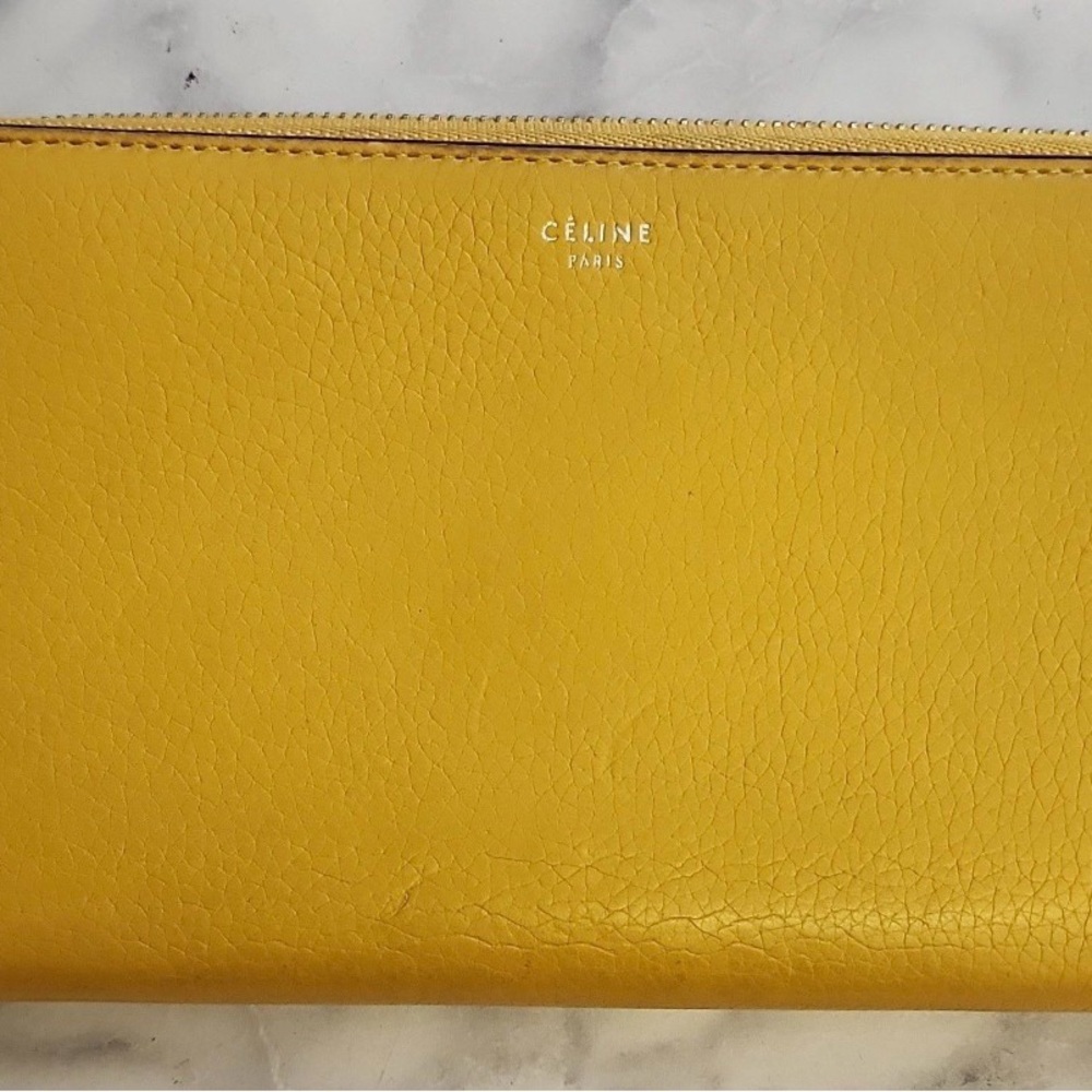 Celine Yellow Leather Clutch